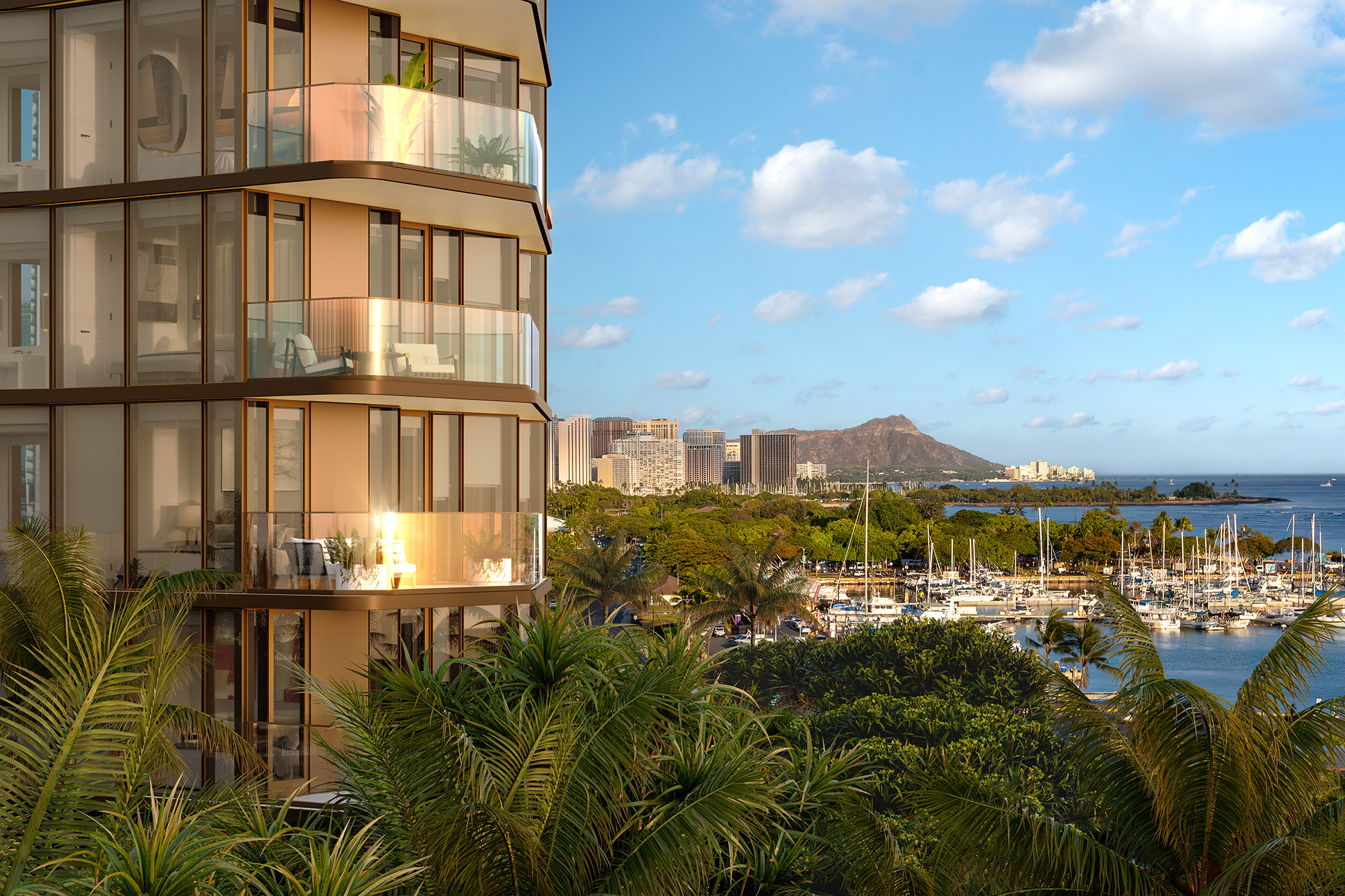 Building exterior with lanais and ocean view