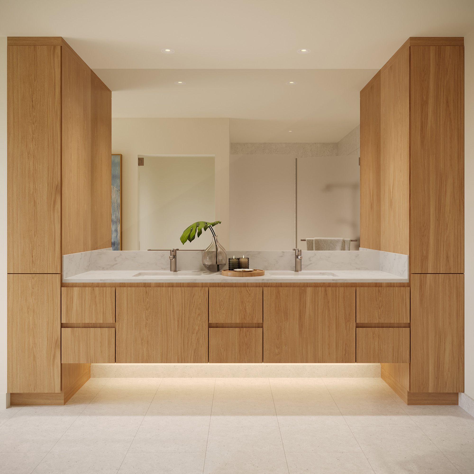 Bathroom counter and mirror