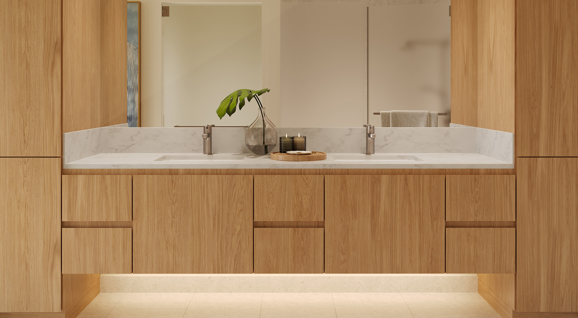 Bathroom counter and mirror