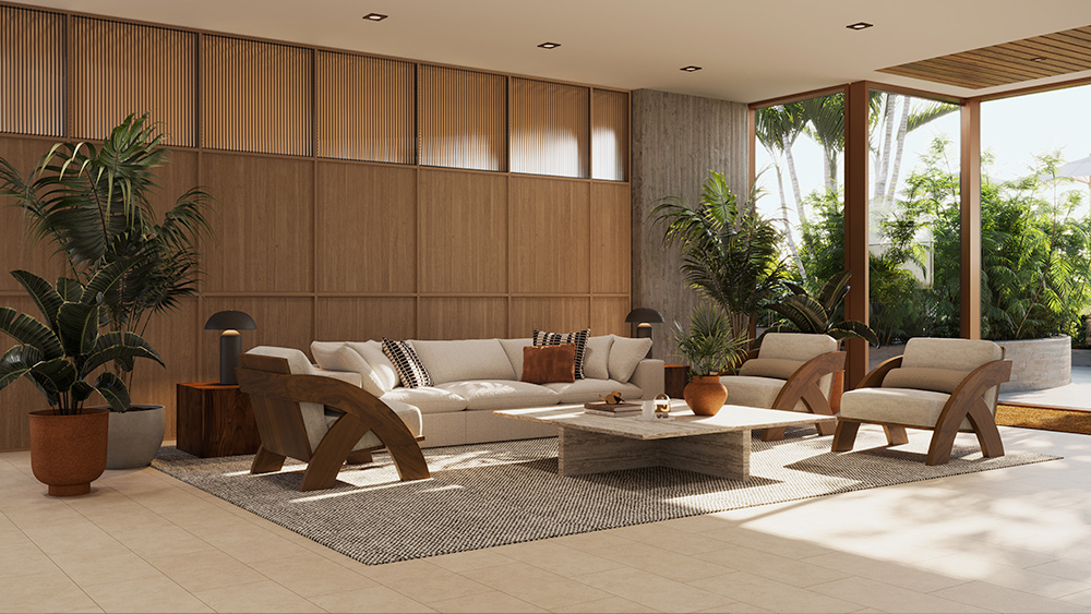 Interior with modern furniture